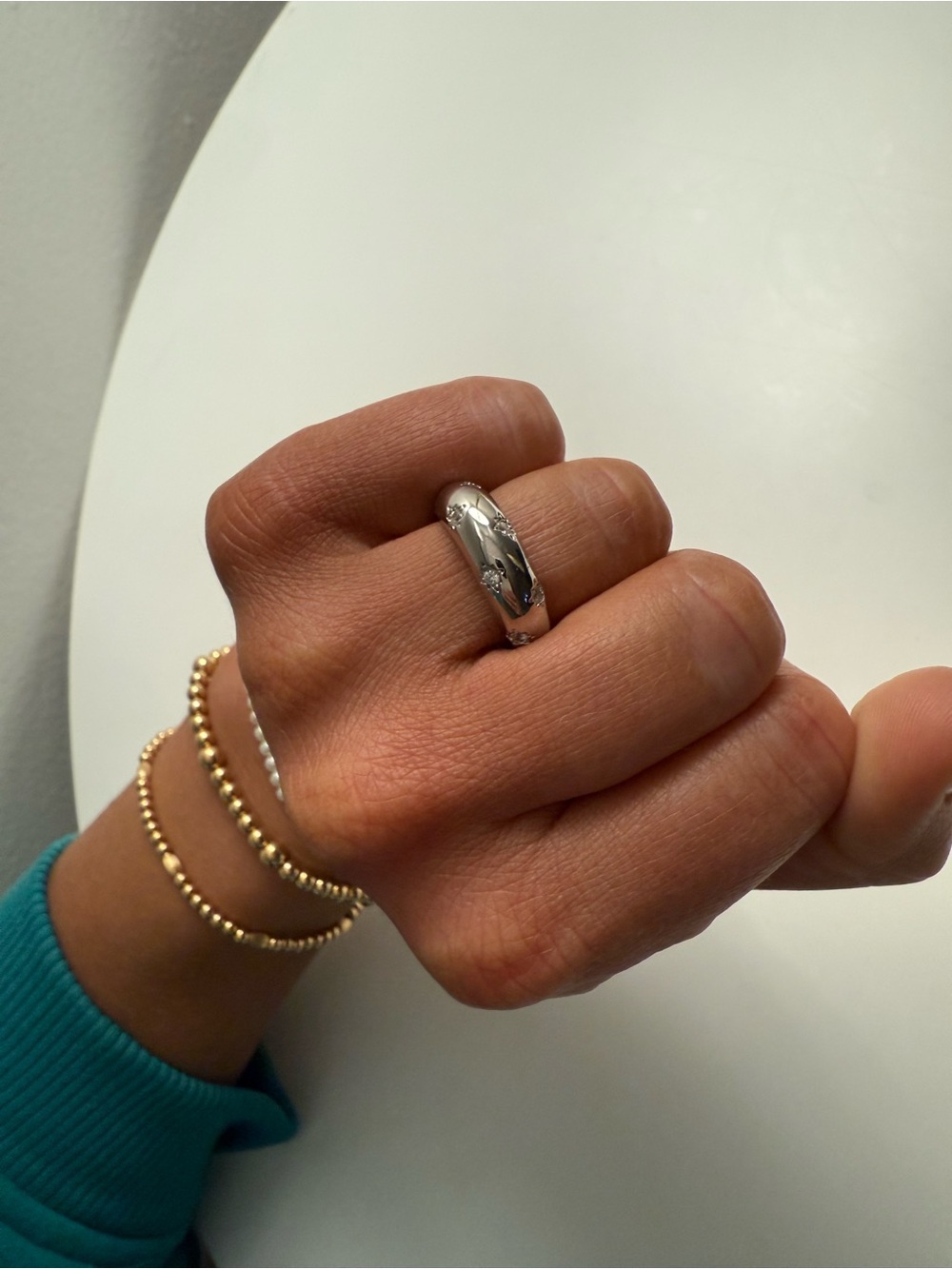 cute boho style silver ring with stars